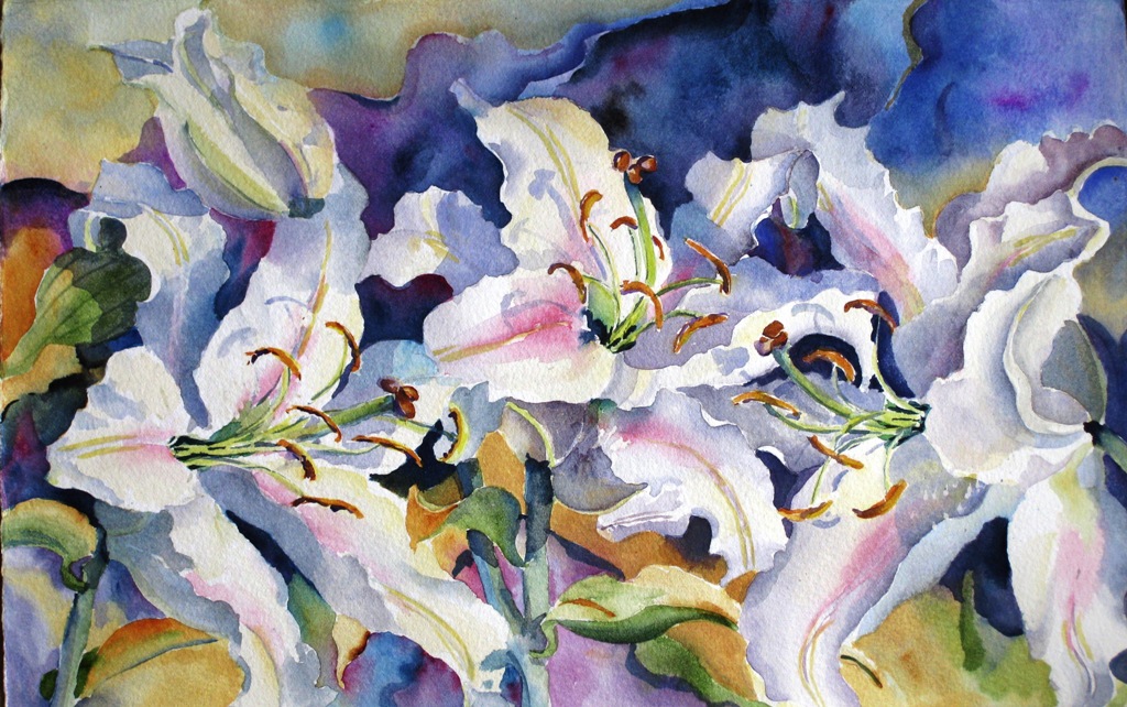 Elaine Tweedy - Three Oriental Lilies