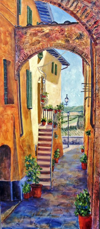 Elaine Tweedy - Steps and Arches - Montepulciano  (SOLD)