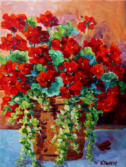 Elaine Tweedy - Red Geraniums (sold)