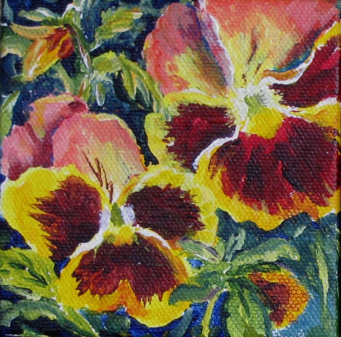 Elaine Tweedy - Happy Collection Two Pansies (sold)
