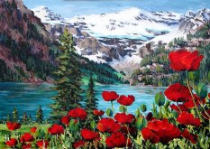 Elaine Tweedy - Lake Louise & Poppies  II (SOLD)